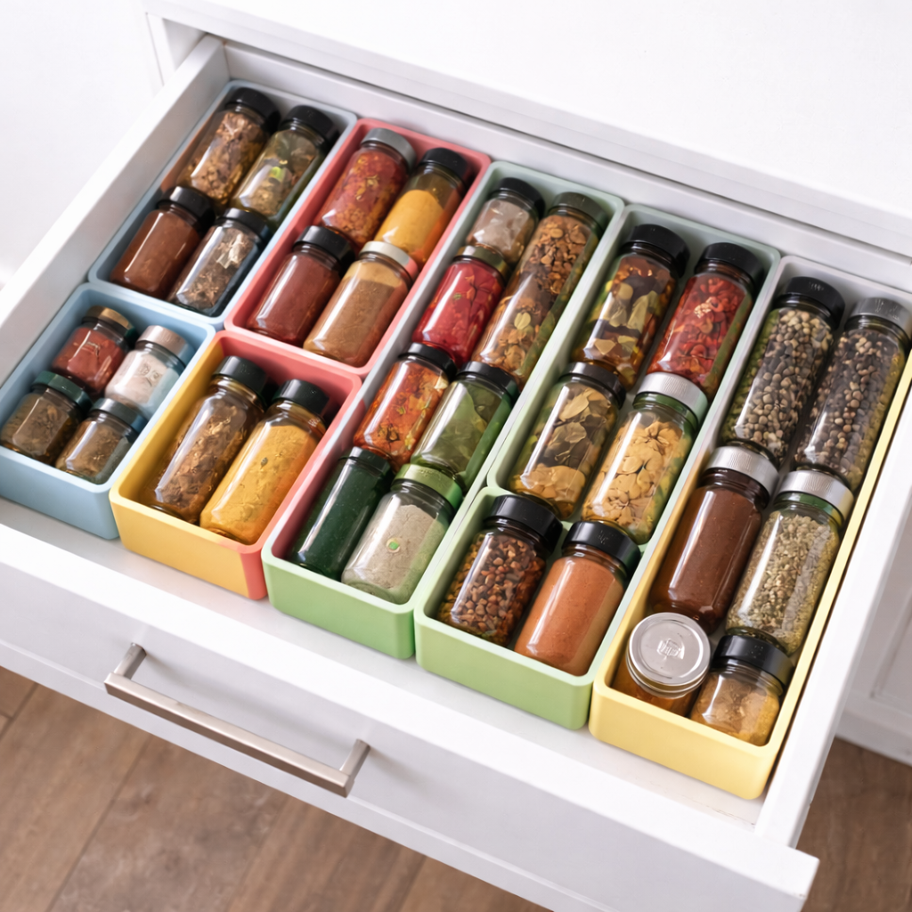 Cajón de especias con bins modulares