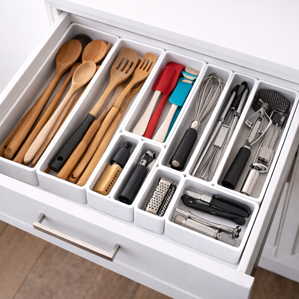 Utensilios de cocina organizados