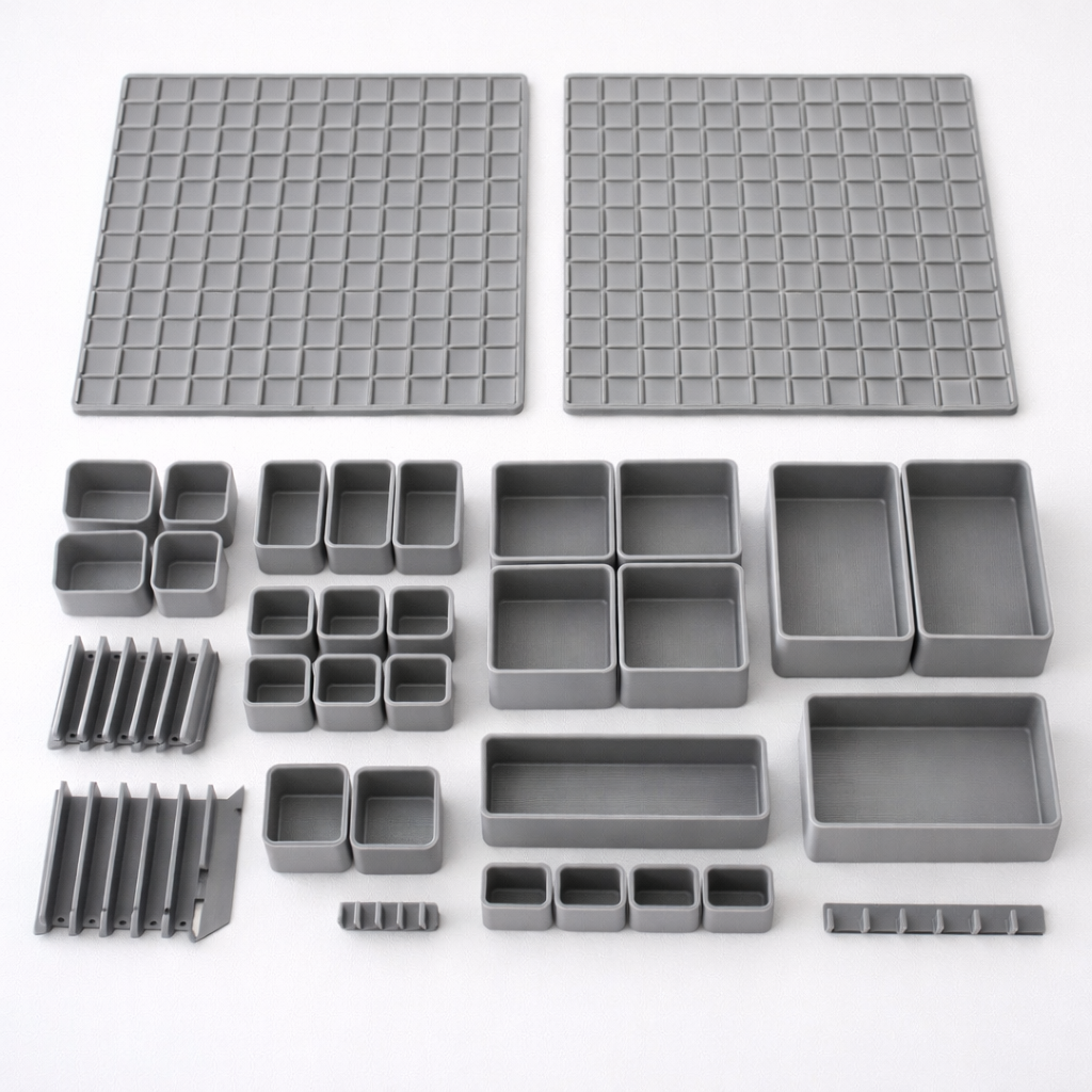 Kit completo desarmado mostrando todas las piezas