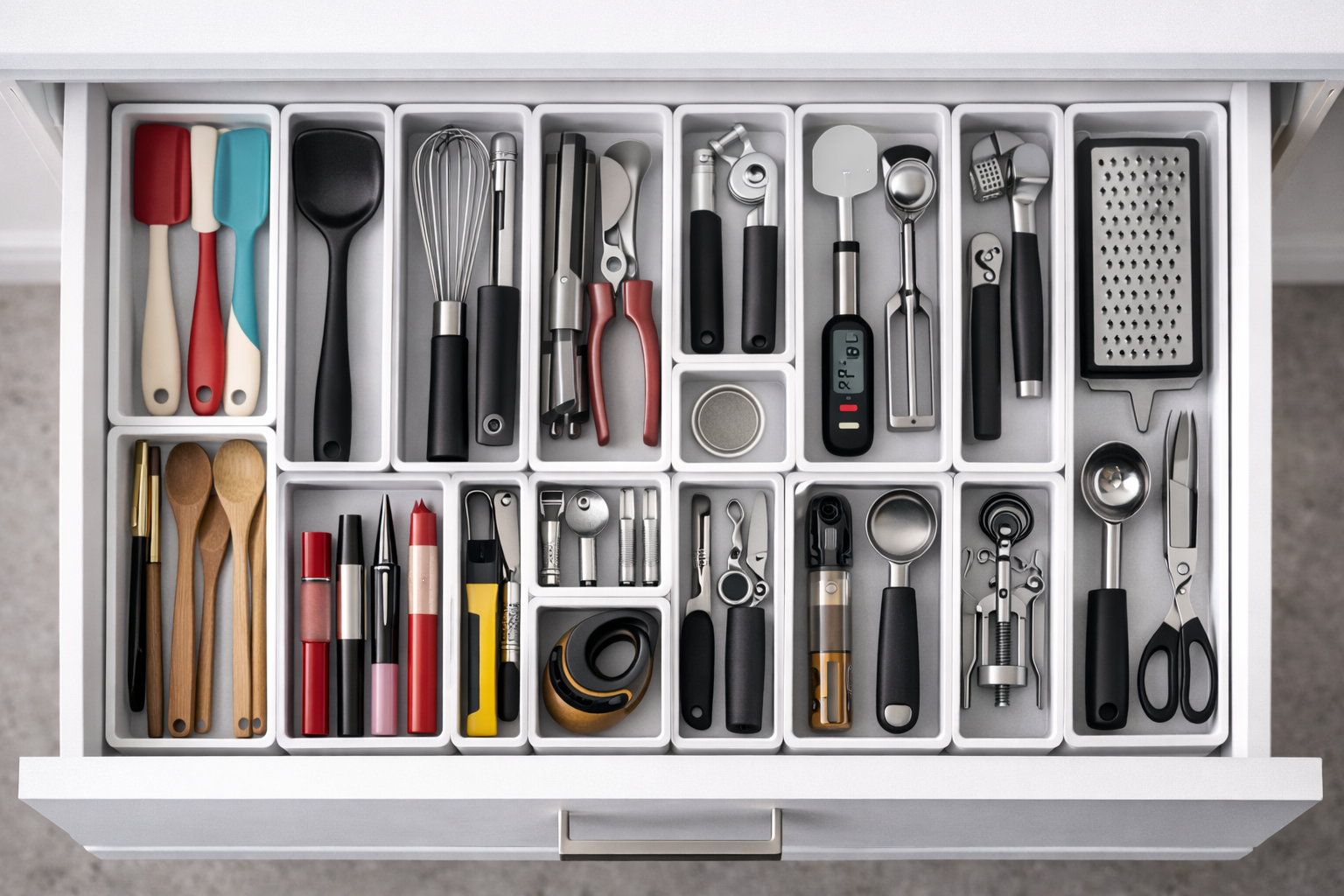 Vista aérea de cajón organizado